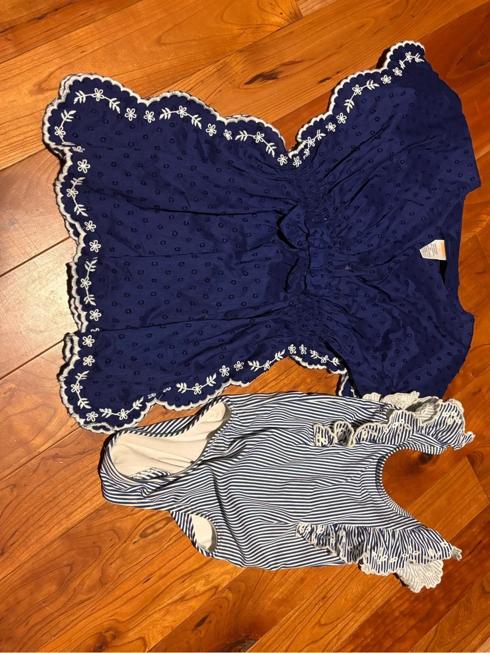 Gymboree Navy Eyelet Scallop Shell Lightweight Cover Up and Swimsuit
